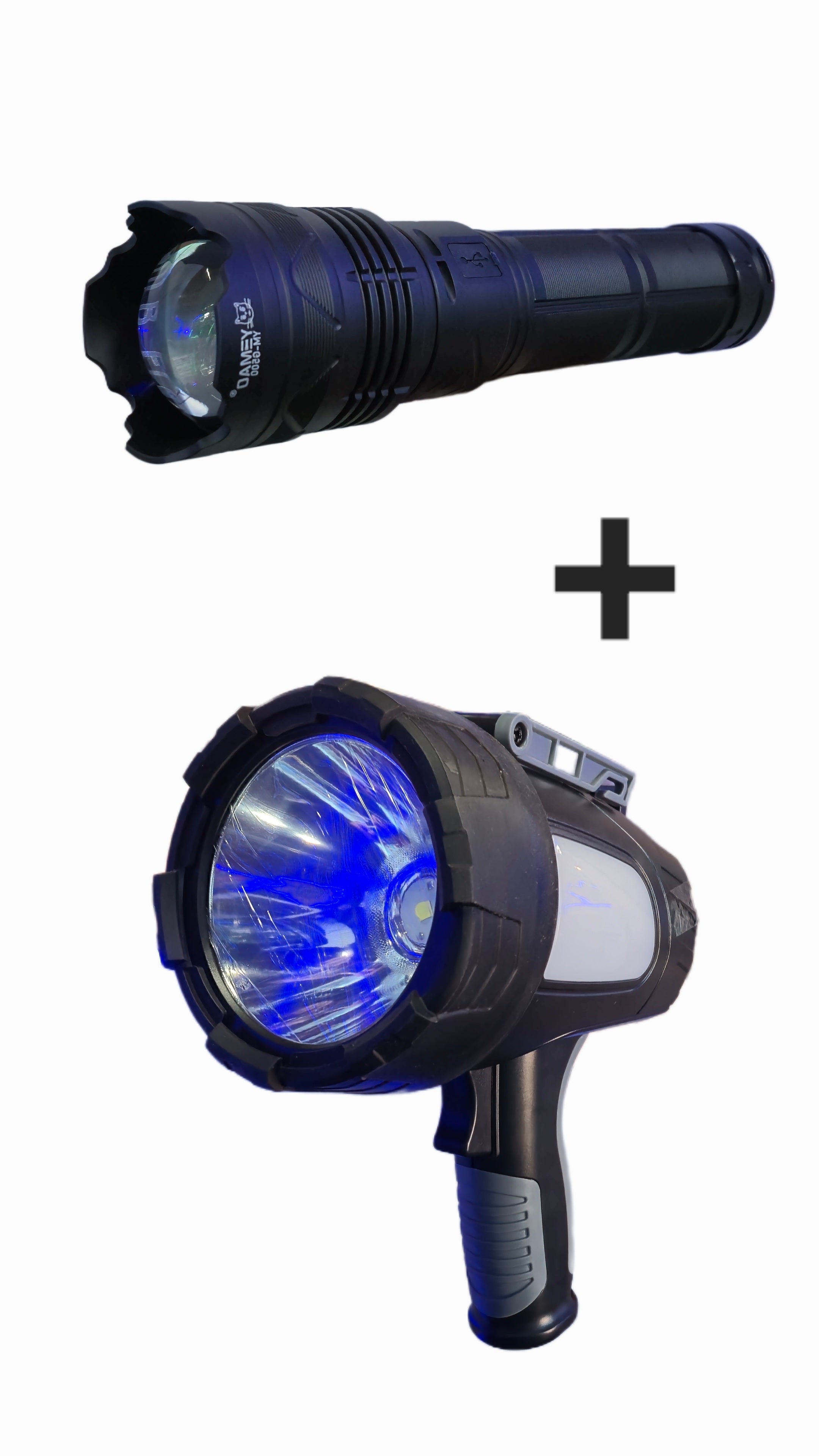 (15000 LUMENS)LAZER LED FLASHLIGHT+FREE VIKARO 100W SEARCHLIGHT